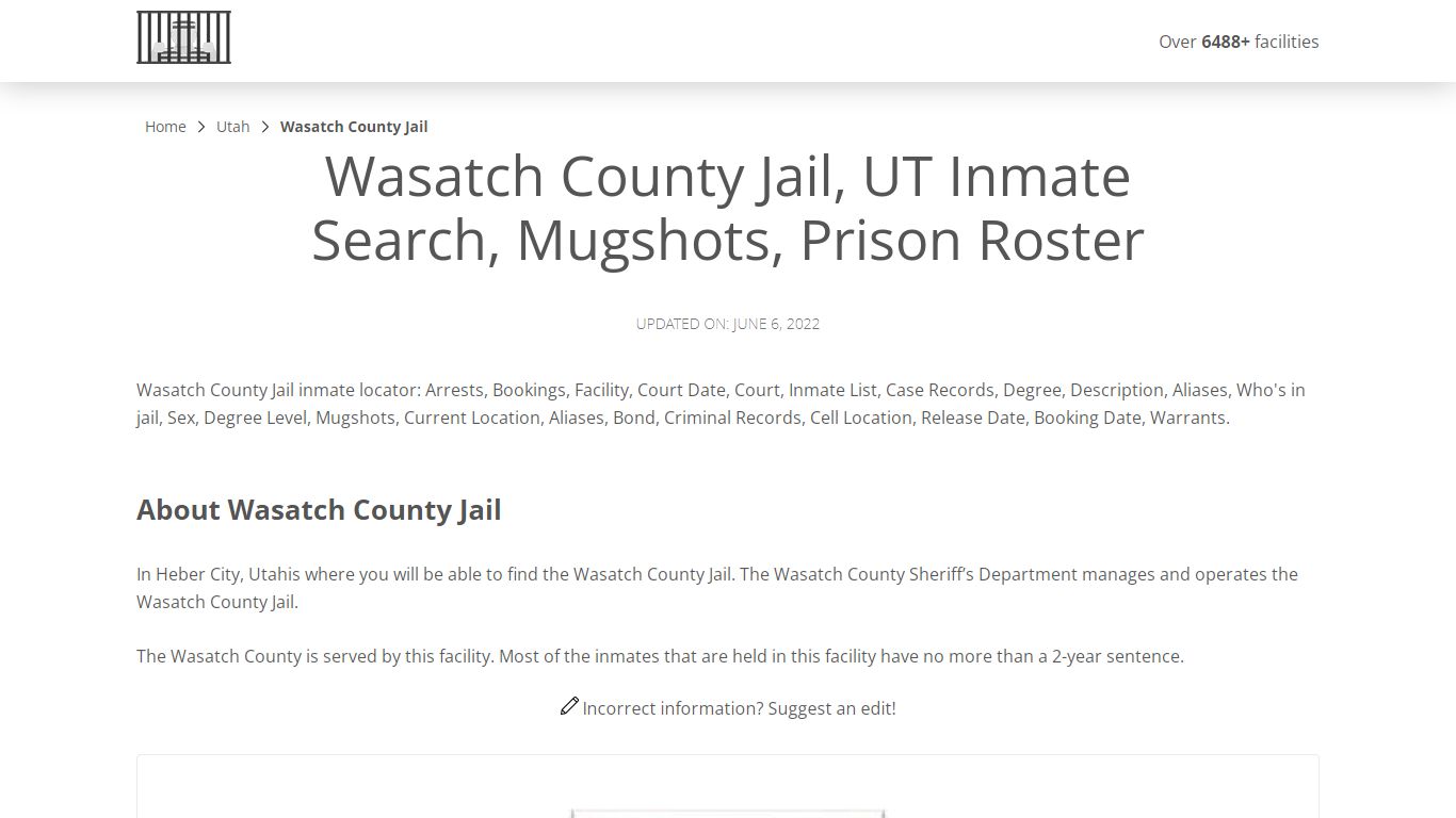 Wasatch County Jail, UT Inmate Search, Mugshots, Prison ...